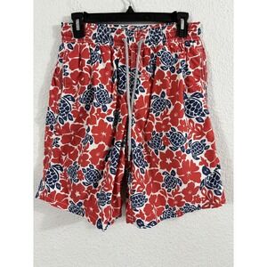 Vilebrequin Swim‎ Trunks Mens Large Red Blue Floral Ronde Des Tortues